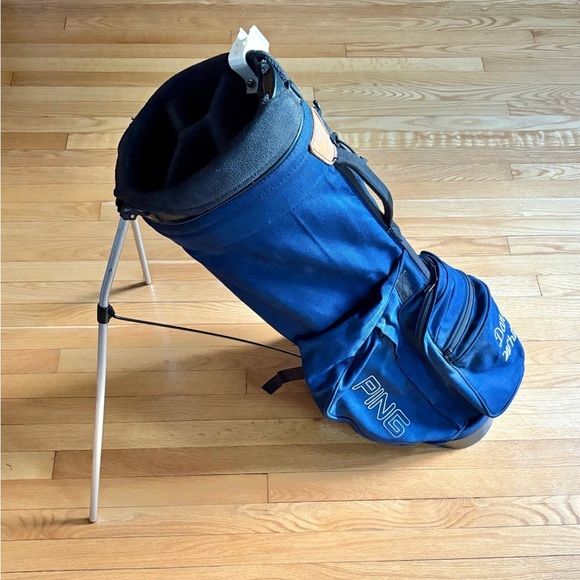 Vintage Ping Hoofer Lightweight Stand Golf Cart Bag 4 Way Blue - Picture 1 of 8